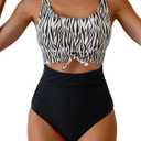 Eomenie Women's One Piece Swimsuit Tummy Control Slimming Bathing Suit Cutout Tie Knot Swimwear (Black) 2XL