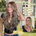 Clip in Hair Extensions, 8PCS 24 Inch Clip in Long Wavy Synthetic Hair Extensions Ash Blonde mix Light Gray Fiber Double Weft Natural Hairpieces for Women
