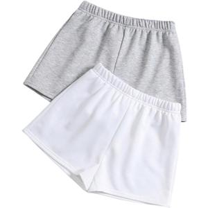SOLY HUX Girl's Summer Casual Sweat Shorts 2 Packs Elastic Waist Wide Leg Short Pants with Pocket, 12Y