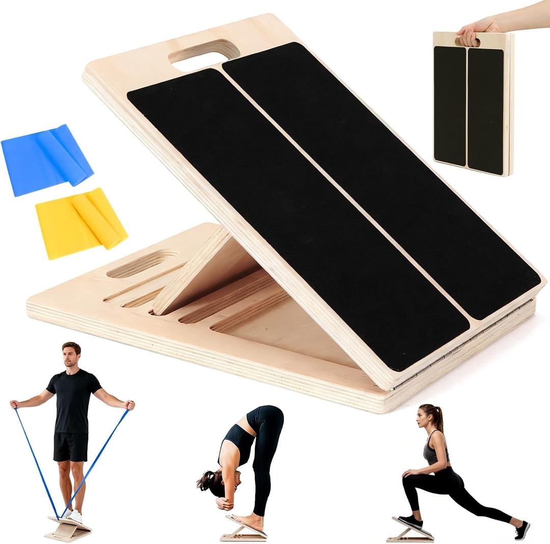 Slant Board for Calf Stretching, Wooden Slant Boards for Exercise, 300 Lbs Weight Capacity Squat Wedge, Premium Calf Stretcher, Physical Therapy Equipment for Rehab & Strength Training