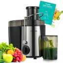 Juicer Machines, 600W Centrifugal Juicer with Wide Mouth 3 Feed Chute for Whole Vegetable and Fruit with 3-Speed Setting, Easy to Clean, BPA Free, High Yield Juice, Juice Recipe Included