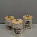 Youeon Small Canister Sets for Kitchen Counter, 25 Oz Coffee Sugar Tea Canister Set, Metal Vintage Kitchen Container 3 Pack, Food Storage Containers with Bamboo Lid, Farmhouse Decor, Beige