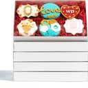 RomanticBaking 50 Pack Small Cookies Boxes with Window 9 1/2" x 6" x 1 1/4" Pastry Bakery Boxes for Macaron,Cakesicle,ricek rispy treats, Browine (White)
