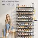 Kitsure Shoe Rack for Closet - 10-Tier Shoe Organizer with Hook Rack, Large-Capacity & Space-Saving Shoe Shelf for Entryway, Bedroom, Living Room,32.2" x 11.8" x 68.5", Black
