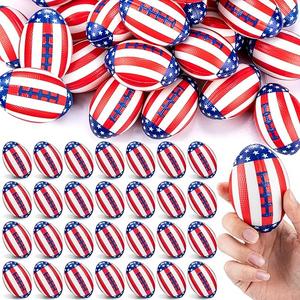 Jerify 72 Pcs 4th of July Football Stress Ball 3.35 Inch Mini Independence Day Foam Patriotic Relief Toys Red White Blue American Flag Stress Ball for Boys Girls Memorial Day Gifts