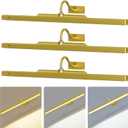 3 Pack Gallery Picture Frame Lights - 24Inch Gold Battery Wireless Wall Mounted Lighting for Large Art, Posters, Canvas & Gallery Walls