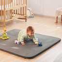 Baby Play Mat for Floor, Thick Foam 50x50 Playpen Mat for Toddlers Infant kids, Soft Coral Velvet for Tummy Time, Non-Slip Backing Safe for Crawling,Tatami Style (Grey)