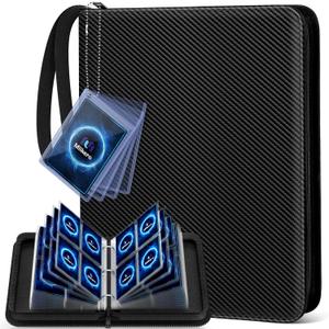 Mlikero 4 Pocket Trading Card Binder with Card Display Design, 440 Double Sided Pockets, Premium Sports Card Binder Compatible with MTG, TCG, Baseball Cards (Black)