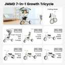 JMMD Baby Tricycle, 7-in-1 Multifunctional Kids Trike with Adjustable Parent Handle, Safety Harness & Wheel Brakes, Removable Canopy, Stroll Trike for Boys & Girls Ages 18 Months-5 Years, Gray, Medium