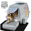 SZEE XL Stainless Steel Litter Box, Top Exit Design, Non Stick, No Smell, Easy Cleaning, Activated Charcoal Odor Control Design, Half/Fully Enclosed Design, Footboard, Trapping Mat & Scoop Included