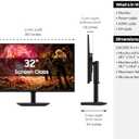 Samsung 32 Odyssey G5 G50F QHD Resolution Gaming Monitor, 180Hz Refresh Rate, Fast IPS Panel, HDR10, NVIDIA G-Sync Compatible, 1ms Response Time (GtG), AMD FreeSync, Adjustable Stand, LS32FG502ENXZA