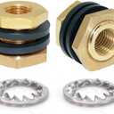 Joywayus 1/8" NPT Female 3/8" Male Brass Bulkhead Fitting Bulk Head Bulkhead Tank Fitting Coupler (Pack of 2)