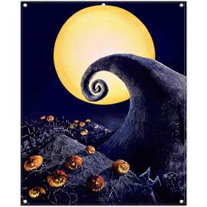 8x10ft Polyester Halloween Nightmare Backdrop Horrible Moon Night Pumpkin Magical Trick Or Treat Background for Kids Adults Party Decorations Scary Photo Banner Props