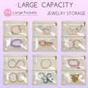 Travel Jewelry Organizer Case,Small Jewelry Bags for Traveling, Jewelry Binder with 24 Pcs Clear Zipper Velvet Pouches (Pink)