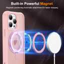 for iPhone 13 Pro Case 6.1 Inches 360Rotatable Magnetic Ring Invisible Stand,[Compatible with Mag-Safe] Military Shockproof Frosted Translucent Case,Pink