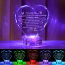 Unique Gifts for Mom from Son, Love Crystal Gifts for Mom Mother's Christmas Day Birthday, Engraved Crystal Heart with Rechargeable Color-Changing LED Base