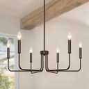 6-Light Farmhouse Chandelier for Dining Room Lighting Fixtures Hanging, Oil Rubbed Bronze Candle Chandelier Rustic Industrial Modern Chandelier for Living Room, Bedroom, Foyer, Kitchen