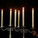 GenSwin Flameless Flickering Taper Candles with 2 Remote Controls and Timer, Real Wax 3D Wick Light Window Candles Battery Operated Pack of 8, Christmas Home Wedding Decor (Ivory, 0.78 X 9.64 Inch)