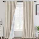 Linen Blackout Curtains 108 Inch Length Chenille Linen Textured Noise Reduction Thermal Summer Heat Blocking Floor to Ceiling Curtain for Bedroom Living Room Black Out Drapes, Bleached Sand (52"W x 108"L (Pack of 2))