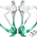 Bike Water Bottle Holder Bicycle Cage for Mountain Road MTB Gravel Adult Bikes Cycling Universal Carrier Rack 2 Pack Aluminum Alloy Ultralight Kettle Drink Accessories Greenish Cyan