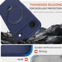 Compatible with iPhone Air Case with Stand, Full Camera Protection Slim Liquid Silicone Phone Cases for iPhone 17 Air Compatible with MagSafe Magnetic Ring Kickstand Case 6.5", Dark Blue