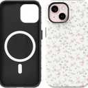 Compatible with iPhone 15/14/13 Case [8 ft Drop Tested] Compatible with MagSafe - Cute Pink Floral Mag Series Cases for Women Girls (iPhone 15/14/13 6.1")