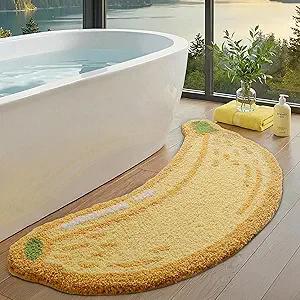LUMI Cute Bathroom Rugs, Funny Fruit Runner Rug, Soft Plush Fluffy Bath Mat, Absorbent, Non-Slip for Bathroom, Kitchen Sink, Bedroom, Kid's Bedroom, and Living Room, 18.5"x39.5", Banana