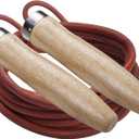 Champion Sports Leather Ball Bearing Jump Rope (9.5' Rope, Brown)