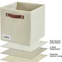 Collapsible Fabric Storage Cube Bins with 2 Reinforced PU Handles, Foldable Storage Organizer Baskets for Closet, Shelves, Living Room | 11"x11"x11", 4 Pack, Full Beige