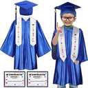 Newcotte 6 Pcs Kids 2025 Preschool and Kindergarten Graduation Cap Gown with Tassel Stole Certificate Graduation Set