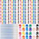 DUA MAIGA 420Pcs Washable Acrylic Paint for Kids Arts and Crafts, 30 Gouache Watercolor Paint Sets of 12 Colors for Party Classroom Painting Supplies, 30 Flat and 30 Pointed Brushes