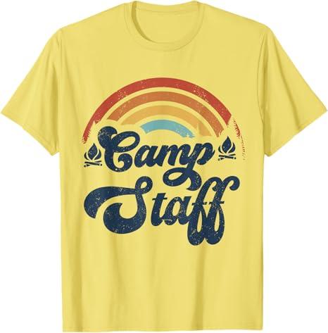Summer Camp Counselor Staff Groovy Rainbow Camp Counselor T-Shirt, M