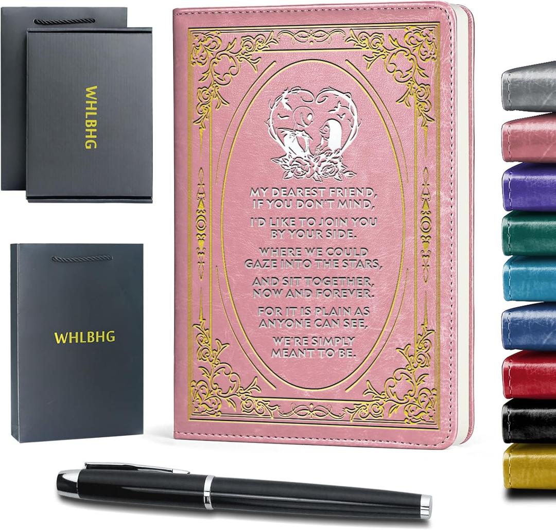 Jack and Sally Inspired Gift My Dearest Friend Leather Journal Nightmare Gift Movie Fan Gift Friend Gift Multi color Journal,1 Pack (Pink), (JACK FRIEND-Pink)