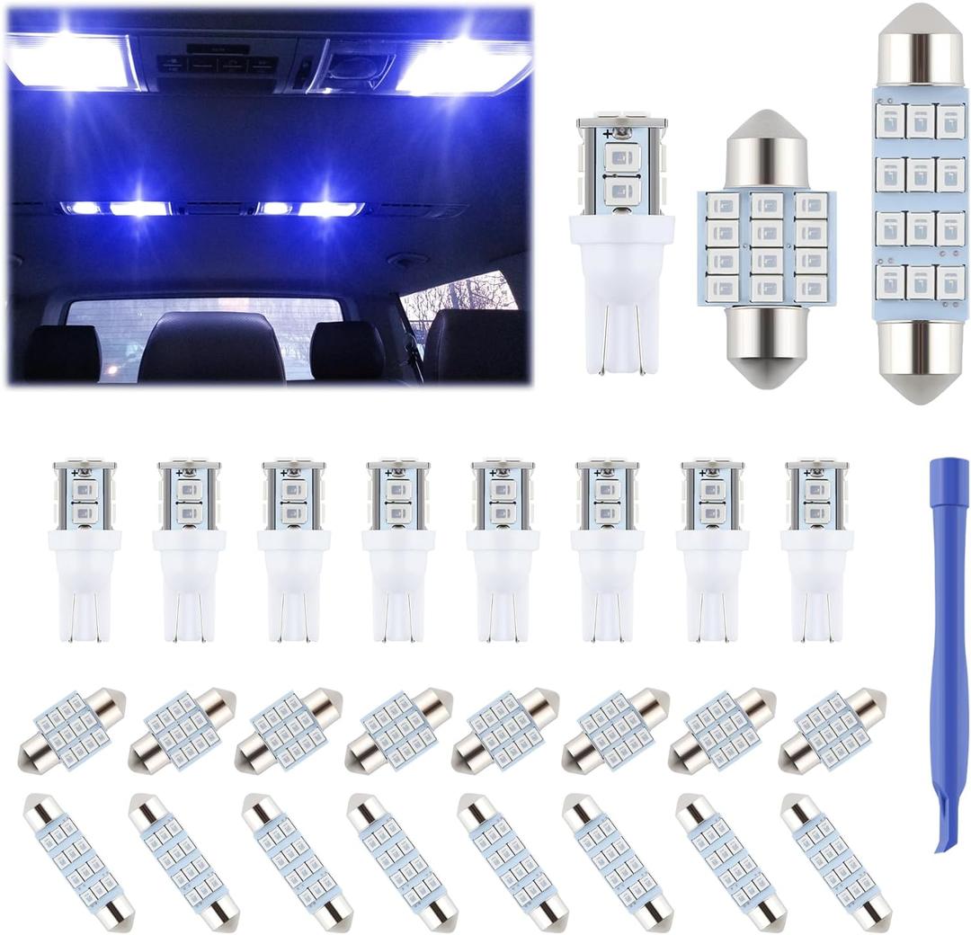 24 Pieces Dome Light LED Car Interior Bulb Kit Set 194 T10 DE3175 578 31mm 42mm Bulbs Interior Replacement Lights for Car Map License Plate Door Side Marker Cornering Trunk Light - Blue