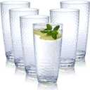Kurala Unbreakable Plastic Tumbler Cups, Set of 4, Large Water Tumbler Set, 25 oz Highball Drinking Glasses (Clear)