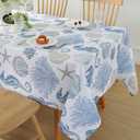 MATIRUG Summer Table Cloths for Rectangle Tables 60x120 Inch,Spill Proof Ocean Sealife Blue Tablecloth,Nautical Coastal Washable Table Fabric for Picnic Kitchen Outdoor