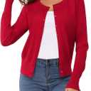 Newshows Women's Lightweight Button Down Cardigan Long Sleeve Casual Crew Neck Soft Knit Cardigans Sweater Tops (Large)