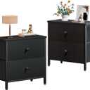 BOLUO Black Nightstand Set of 2, Large Night Stand with Drawers Set 2 Drawer Dresser for Bedroom Modern (Large 2 pcs)