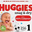 Huggies Size 1 Diapers, Snug & Dry Newborn Diapers, Size 1 (8-14 lbs), 256 Count