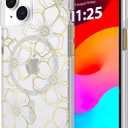 Case-Mate iPhone 15 Case - Floral Gems [12ft Drop Protection] [Compatible with MagSafe] Magnetic Cover with Sparkly Rhinestones for iPhone 15 6.1", Anti-Scratch, Shock Absorbent Materials, Slim