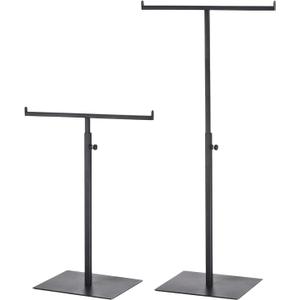 uxcell Purse Display Stand T Shaped Metal 2 Pack Adjustable Handbag Rack Double Hook Holder Necklace Organizer for Home Boutique Store - Black