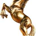 12.2 inches Standing Horse Resin Statue Horse Art Figurine Decorative Home Office Decor Ornaments for Desk Bookshelf Cabinet to Attract Luck and Wealth (Golden)