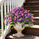 Hommyea Artificial Flowers for Outdoor, 2 Bundles UV Resistant Fake Plants Decoration Realistic Faux Silk Flowers No Fade Plastic Flowers for Outside Planters Home Porch Patio Yard Garden Decor