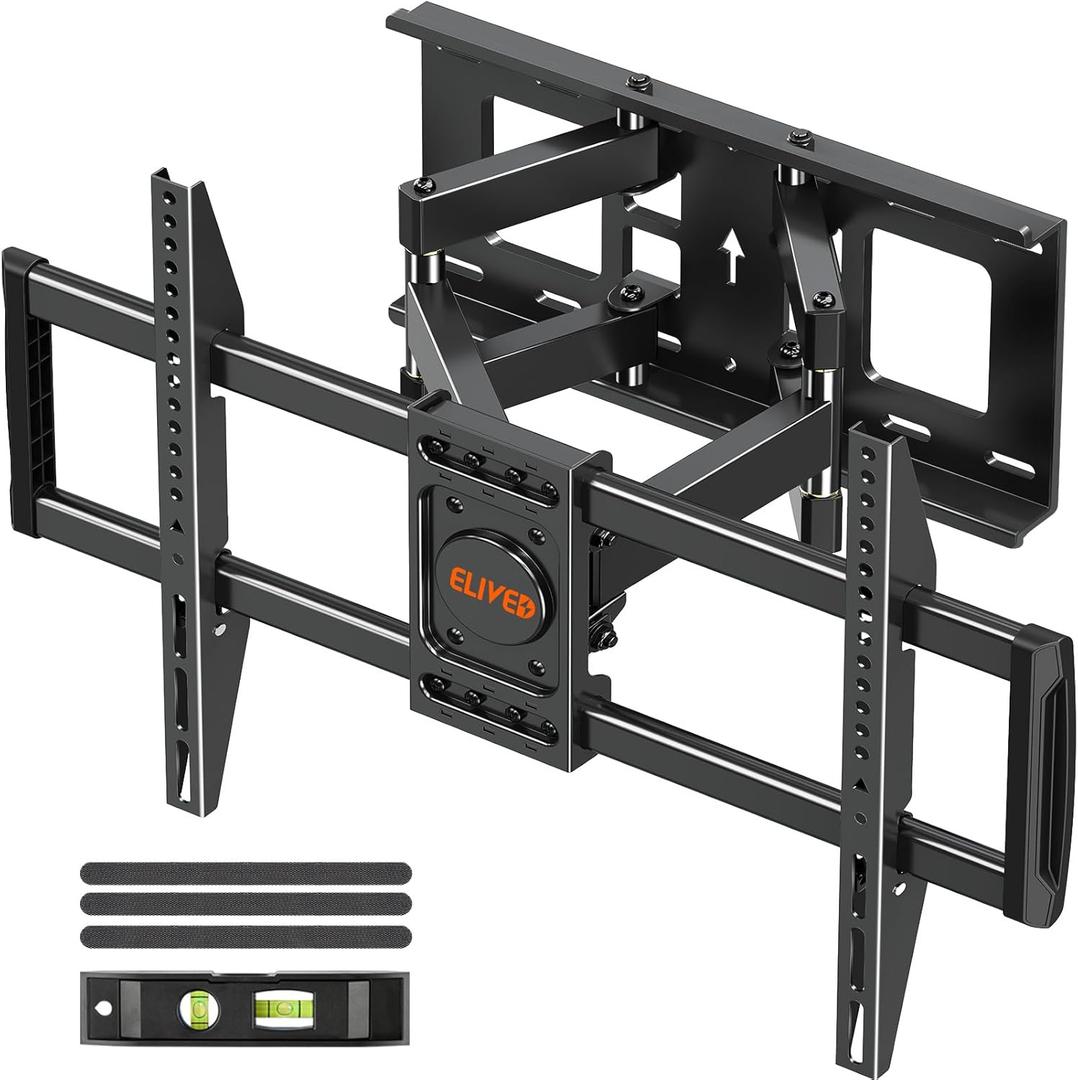 ELIVED UL Listed TV Wall Mount for Most 37-82 inch tvs, Full Motion TV Mount Swivel and Tilt, Wall Mount Bracket Max VESA 600x400mm, Holds up to 100 lbs, Fits 8 12 16" Wood Studs