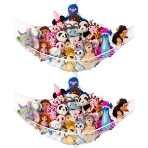 Lilly's Love Stuffed Animal Hammock, 2 Pack | Corner Hanging Organizer, Toy Storage, Stuffed Animal Storage | Easy to Hang Plushie Net w/Anchors & Hooks | Cute Room, Bedroom & Home Decor (White) (Standard)