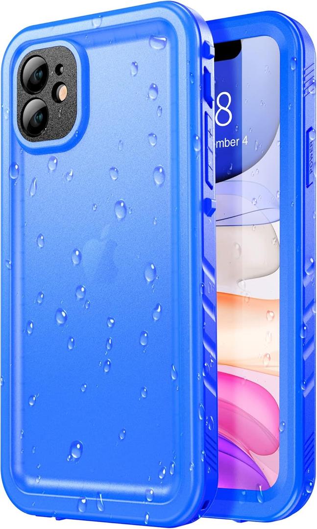 SPORTLINK Waterproof Case for iPhone 11, Full Body Heavy Duty Protection Full Sealed Cover Shockproof Dustproof Built-in Clear Screen Protector Rugged Case for iPhone 11 6.1 Inch Blue