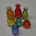 Eleganttime Bud Vases for Flowers,Glass Colored Bud Vase in Bulk Set of 7,Small Vintage Vase Bottle for Wedding Decorations,Garden and Home Decor,Centerpieces,Colorful Mexican Décor
