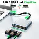 USB C to DisplayPort Multiport Adapter Dock, BolAAzuL 3-in-1 Type C Hub with 1xDP 1.4 + 1xUSB 2.0 + 1xPD Charging Port(Type C), 8K 60Hz/ 100W PD/DP ALT Mode Supported for Macboo pro, iPad pro, Monitor