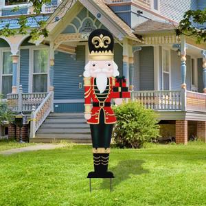 Christmas Yard Sign Decorations Outdoor Christmas Nutcracker Gifts Yard Signs with Metal Stakes for Xmas Holiday Party Lawn Sign Garden Decor Outdoor Yard Signs