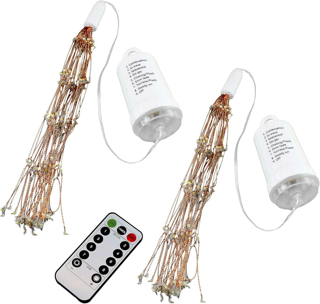 LumaBase Battery Operated Starburst Lights with Remote Control, Copper - Set of 2
